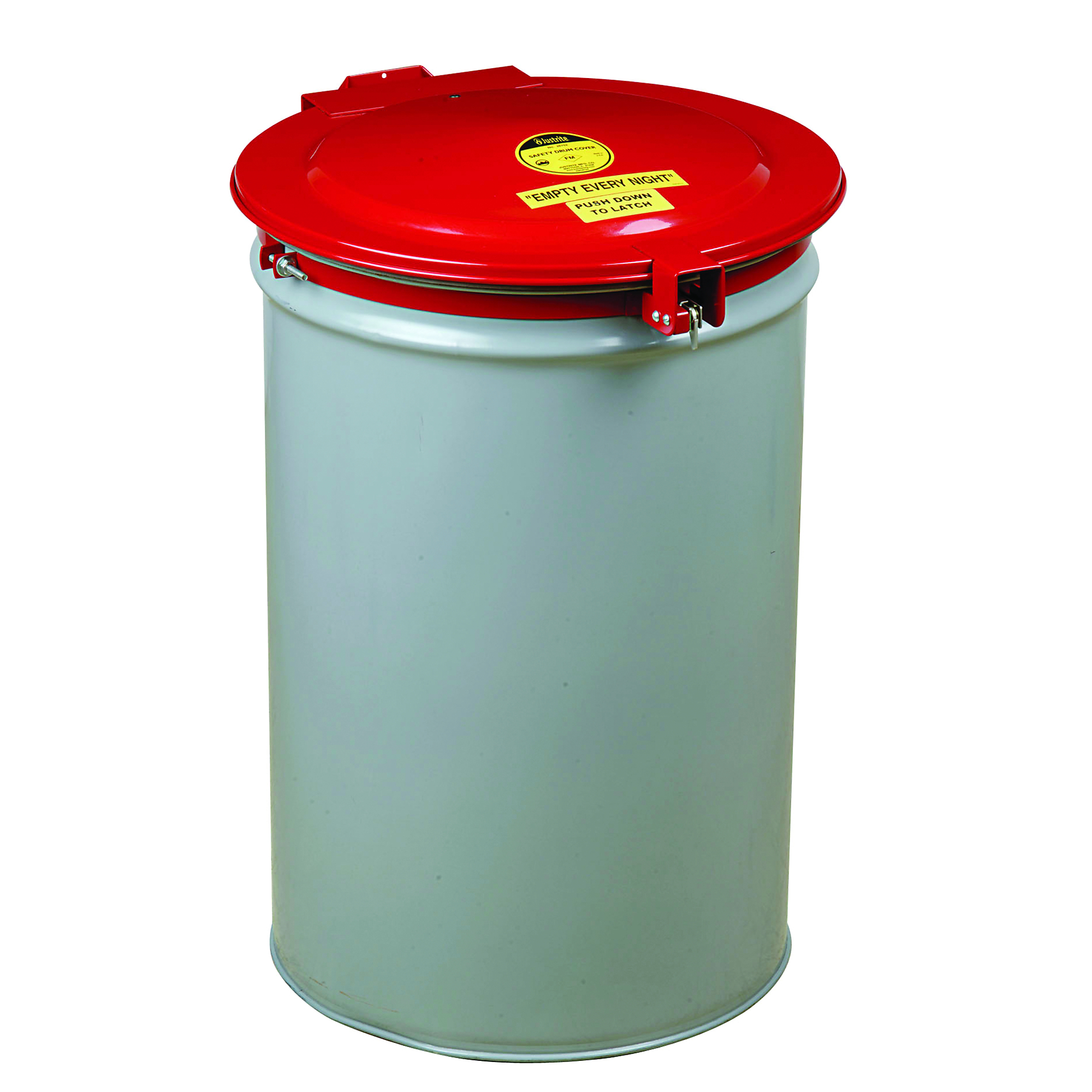 Justrite Steel Drum Cover with Vent and Gasket — Fits 55-Gallon Drum, Self-Latching, Red, Model# 26753